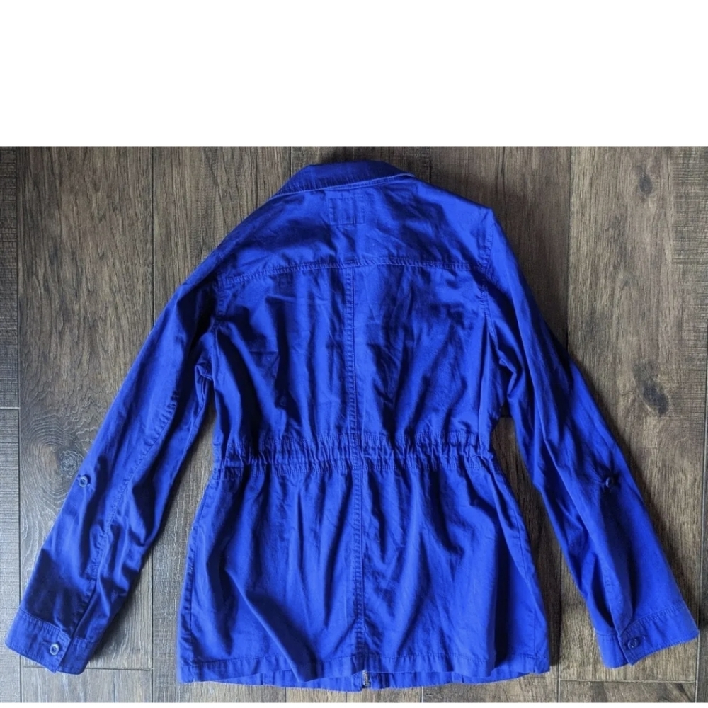 St Johns Bay Medium Zip Up Jacket Bright Blue, Buttons at Neck & Cinch Waist. - Picture 9 of 12